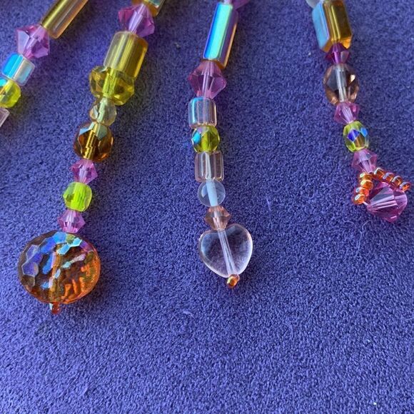 Fabulous coral/orange ab chandelier glass artisan beaded pierced earrings - Picture 5 of 11